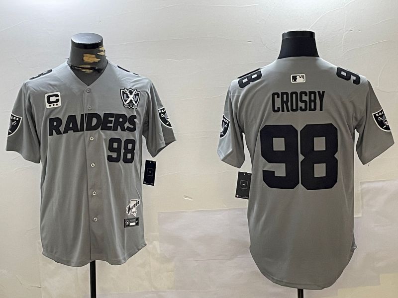 Men Oakland Raiders #98 Crosby Grey five generations 2024 Nike Limited NFL Jersey style 2->oakland raiders->NFL Jersey